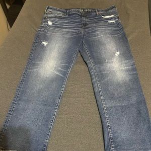 40X30 American Eagle original straight jeans with minor destroy details